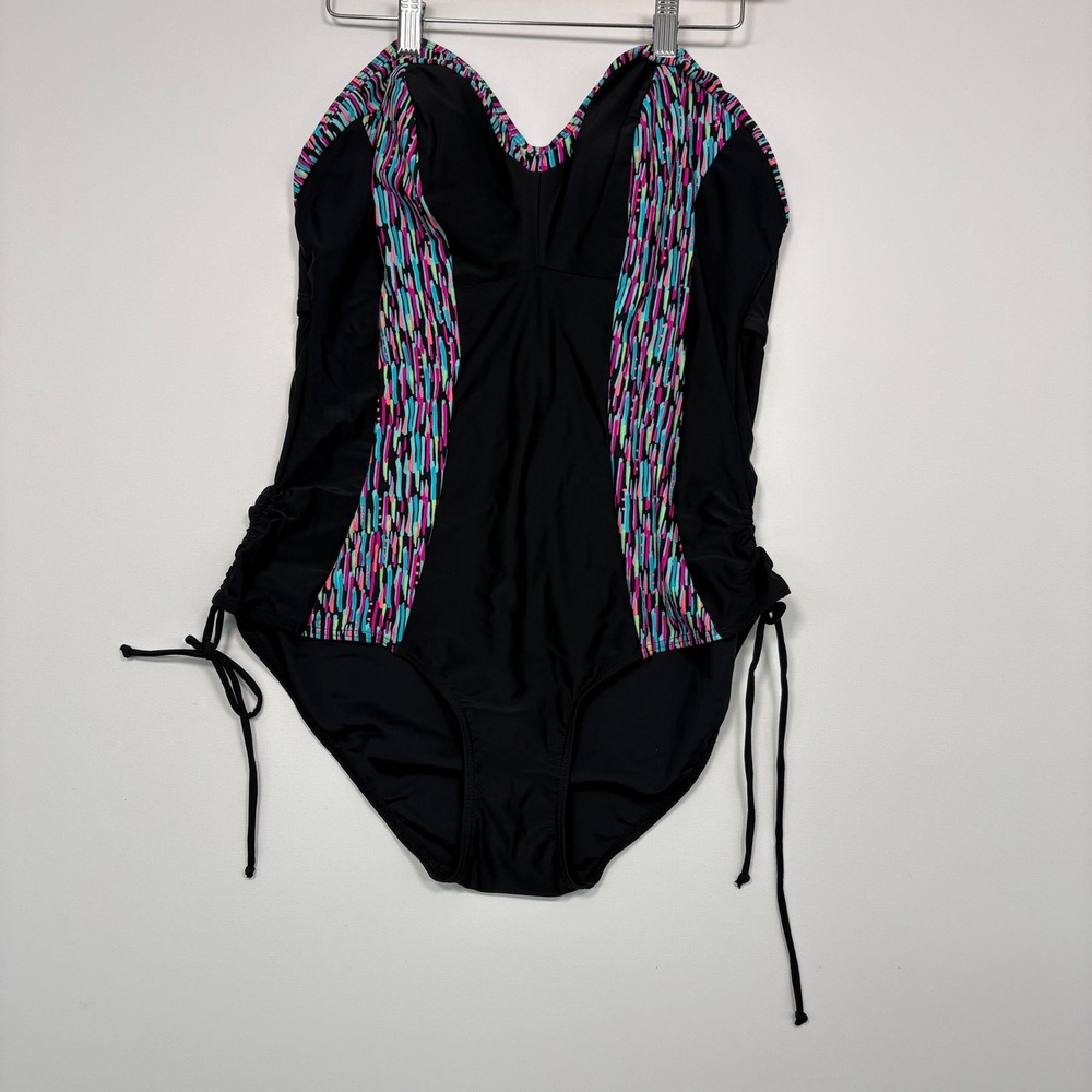 NWT Curvy Kate Womens Galaxy Swimsuit 38F Multi Black Underwire One Piece CS3757